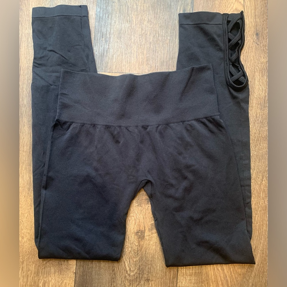 New Mix Black Ankle Detailed Leggings